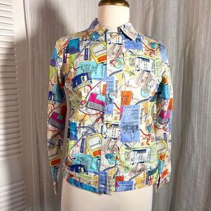 Attyre | Women’s | Blouses | Petite S | Vintage Abstract Colorful Button Down Ma